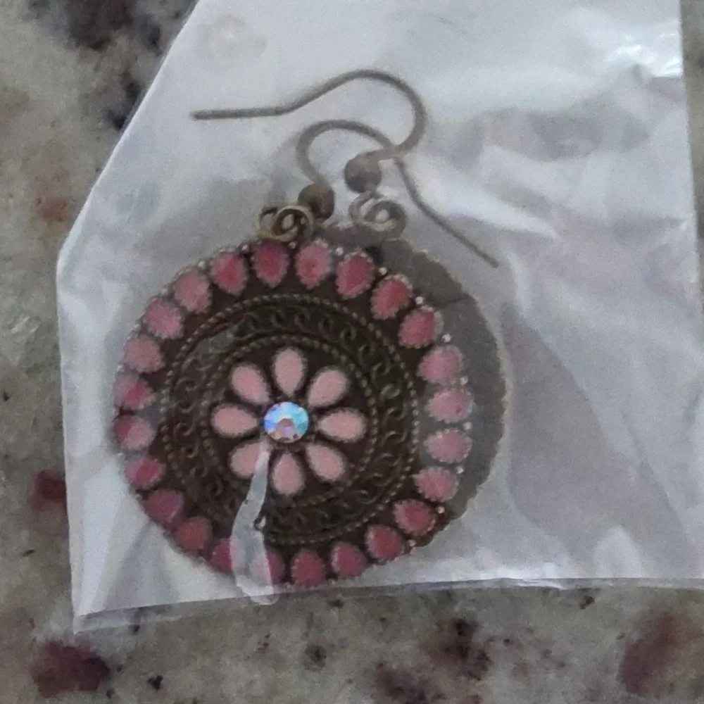BEAUTIFUL BOHO DANGLING EARRINGS WITH ENAMEL DESIGN- 1 Pair Photo#1